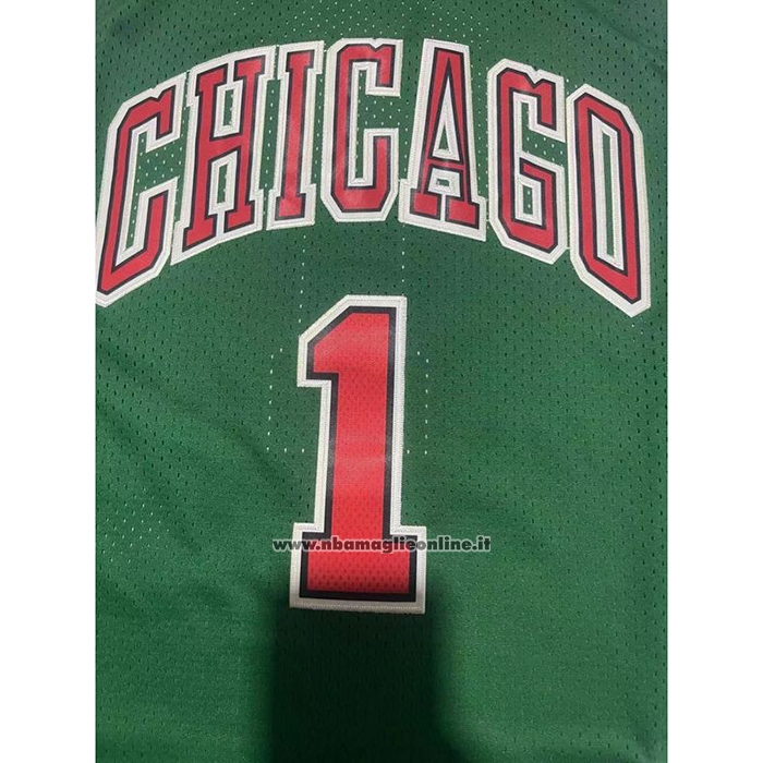 Maglia Chicago Bulls Derrick Rose #1 Mitchell & Ness 2008-09 Verde2